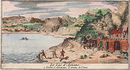 Lac Agnano et Grotta del Cane - eau-forte aquarelle Sieur de Rogissart.jpg