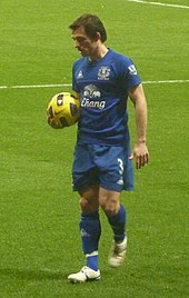 Baines playing for Everton in 2011 Leighton Baines 2011.jpg