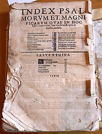 Liber Magnificarum. Índice del ejemplar de Tarazona