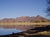 A view of Likhoele, Mafeteng's second-highest mountain, from the reservoir by Kingsgate Primary School