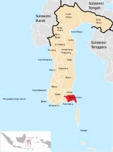 Peta Kabupatén Bulukumba ring Sulawesi Selatan
