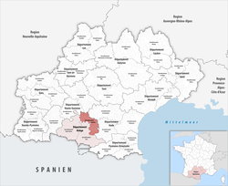 Locator map of Arrondissement Pamiers 2019.png