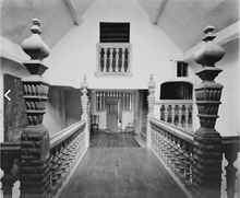 Lymore, Montgomery in 1909, showing the staircase gallery, taken 15.12.1909 Lymore, Montgomery 03.png