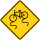 Bicycle slippery when wet ahead