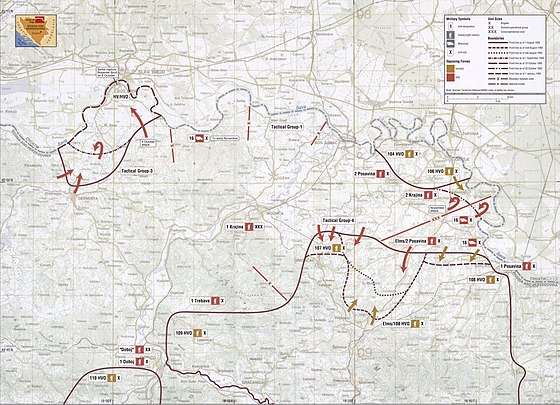 Map of the final stages of Operation Corridor 92 and subsequent operations in the area in late 1992