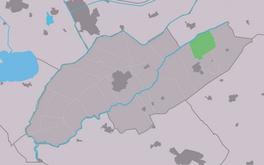 Lokaasje Sânhuzen (grien) yn de gemeente Weststellingwerf