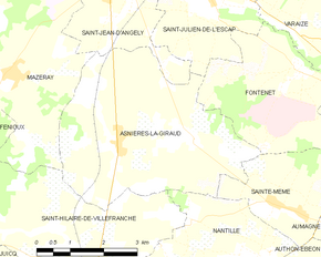 Poziția localității Asnières-la-Giraud