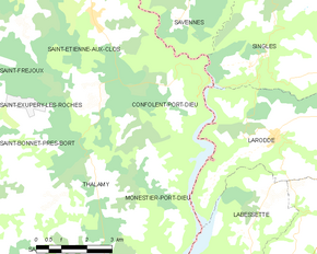 Poziția localității Confolent-Port-Dieu