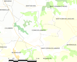 Mapa obce Conne-de-Labarde