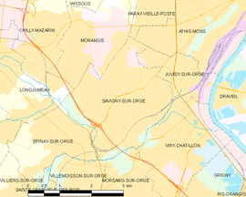 Mapa obce Savigny-sur-Orge