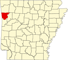 Location of Crawford County in Arkansas Map of Arkansas highlighting Crawford County.svg