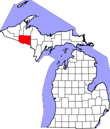 Map of Michigan highlighting Iron County.svg