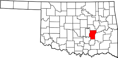 Locatie van Hughes County in Oklahoma