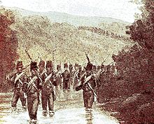 March of the 7th Battalion near Sangsit. Mars van het zevende bataljon door de Sangsit.jpg