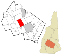 Merrimack County New Hampshire obszary włączone i nieposiadające osobowości prawnej Webster highlighted.svg