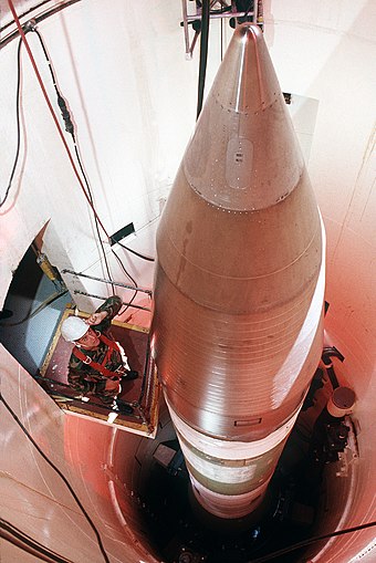A Minuteman III ICBM in its missile silo