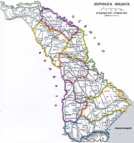 Мапа Молдавске Демократске Републике 1917. године