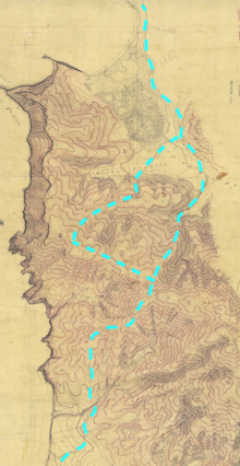Trails south of San Pedro in 1866 Montara Mountain trails to San Pedro 1866.png