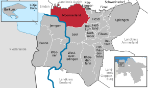 Poziția comunei Moormerland pe harta districtului Leer
