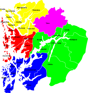 Distrikte von Hordaland
