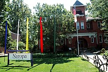 Arapahoe Campus of Naropa University, a private liberal arts college in Colorado founded by Chogyam Trungpa. It was the first Buddhist-inspired academic institution to receive United States regional accreditation. Naropa-University Arapahoe-Campus.JPG