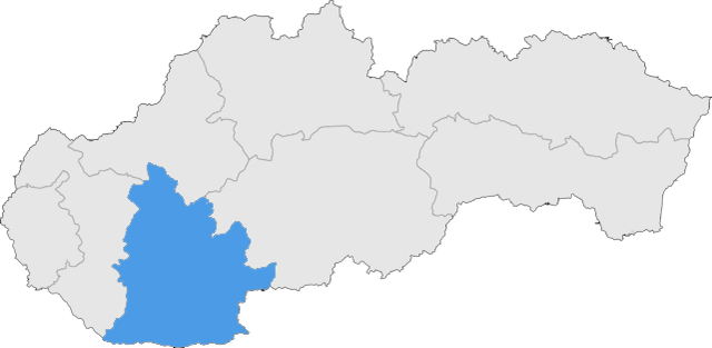 Harta regiunii Nitra în cadrul Slovaciei