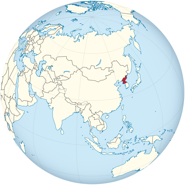 North Korea on the globe (Asia centered).svg