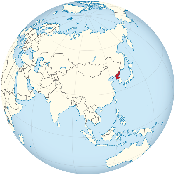 North Korea on the globe (Asia centered).svg