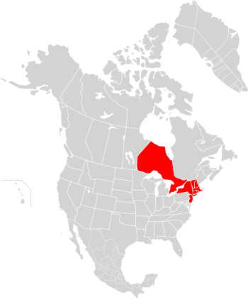 A map of the states and provinces affected. Not all areas within the political boundaries were blacked out. Northeast Blackout of 1965.svg