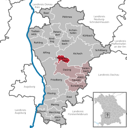 Läget för Obergriesbach i Landkreis Aichach-Friedberg