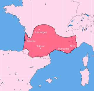 Mapa de la Occitania con la toponimia en occitano.