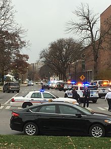 Police presence on the OSU campus, view from Curl Market Ohio State Attacks 2016 Police Response, view from Curl Market.jpg