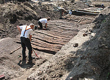 Excavation of a corduroy road from the 16th century in Oranienburg, Germany Oranienburg-breite-strasse.jpg