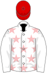 White, pink stars on body, red cap