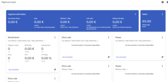 Interface principale de Google Adsense