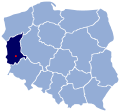 Położenie Zielonaj Góry na mapie Polski (Location of Zielona Góra on the map of Poland)