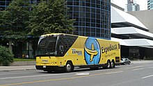 Newer buses were wrapped with advertising for travel related clients PWT 3006 Express.JPG