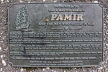 Plaque commemorating the Pamir installed on the waterfront, Wellington, New Zealand Pamir-Plaque.JPG