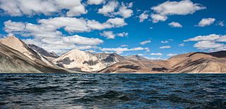 Pangong Tso Soda lake located in India and Tibet