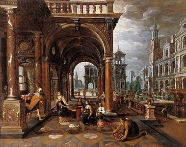 Salomon accueillant la reine de Saba dans son palais, Paul Vredeman de Vries et Adriaen van Nieulandt, musée des Arts Décoratifs