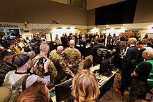 United States Vice President Mike Pence at Washington State Emergency Operations Center during the 2020 coronavirus pandemic Pence at Washington EOC.jpg