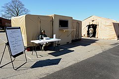 A single palletized expeditionary kitchen, an American containerized kitchen, used here by the U.S. Air Force