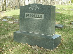 The grave marker for Joseph and Vincenzo Porrello at Calvary Cemetery (Cleveland, Ohio). Porrellograve.jpg