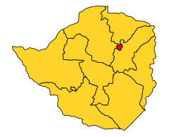Peta Zimbabwe menunjukkan lokasi Harare