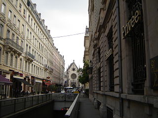 Rue de la Bourse street in Lyon, France