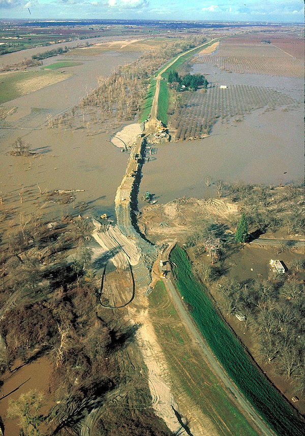 Broken levee on the Sacramento River