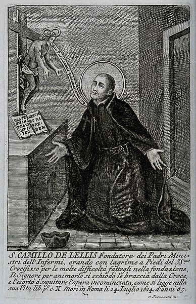 File:Saint Camillus de Lellis. Engraving after G. Petroschi. Wellcome V0031772.jpg