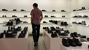 Men's shoes on display in a shopping outlet. Shoeshopping.jpg