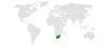 Location map for South Africa and South Korea.