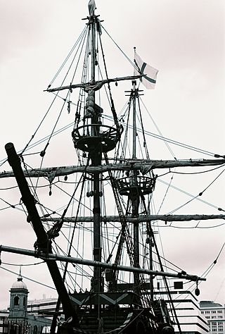 <span class="mw-page-title-main">Rigging</span> Ropes, cables and chains which support masts of sailing ships